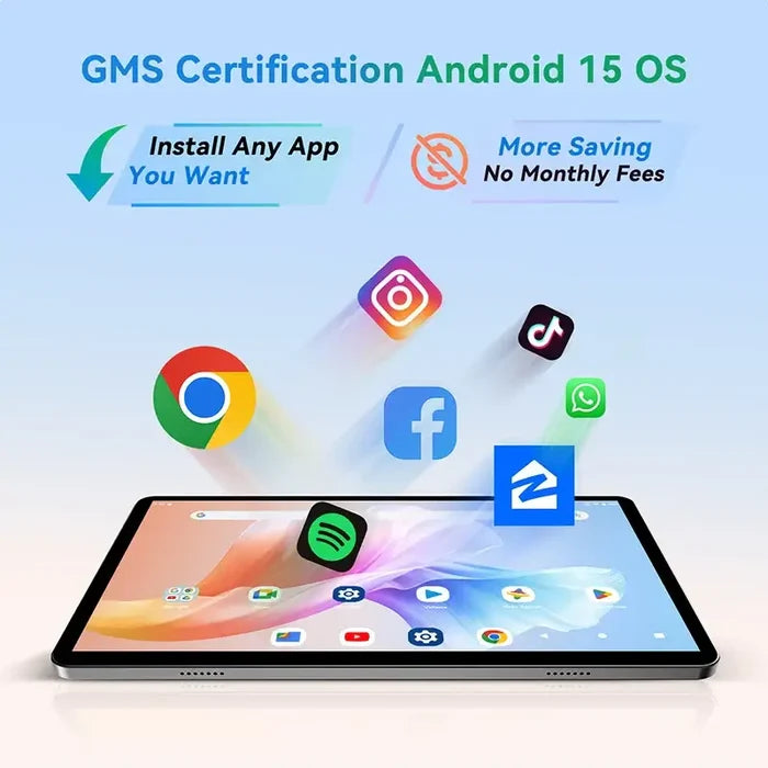 10.1 2025 Tablet Android 15 8-core 12GB RAM 128GB with GMS certification and app installation options