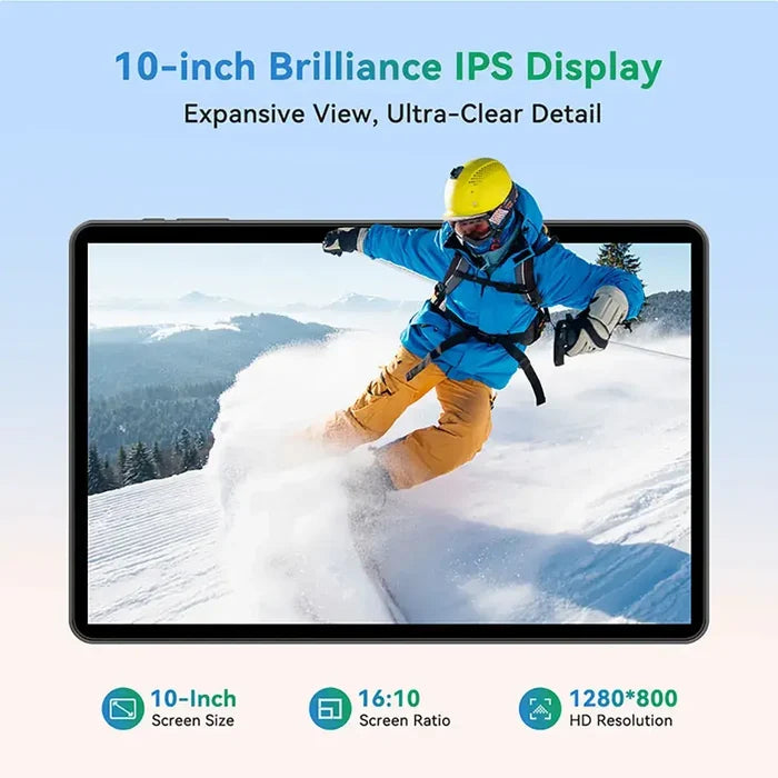 10.1 2025 Tablet Android 15 8-core 12GB RAM 128GB featuring expansive 10-inch IPS display and HD resolution