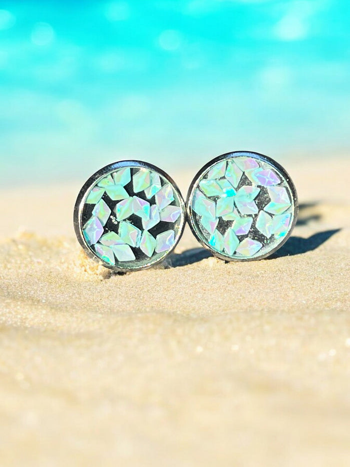 12mm Diamond Shapes Studded Earrings