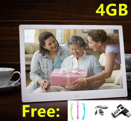 Good gift new 15 Inch LED Backlight HD 1280*800 Full Function Digital Photo Frame Electronic Album digitale Picture Music Video - white free 4GB