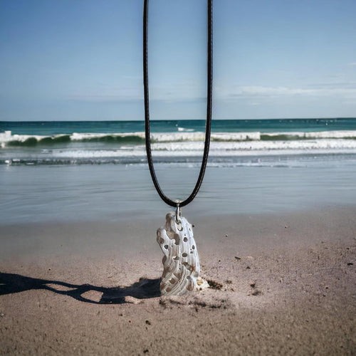 18" adjustable necklace with 1.5" coral pendant