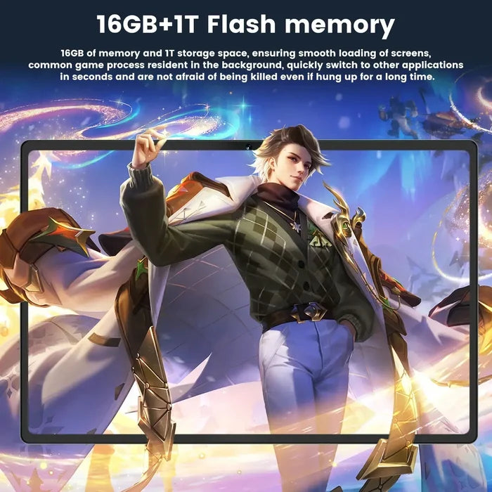 2025 New Android Tablet PC 10 inch featuring 16GB+1T flash memory for smooth gaming and multitasking with vibrant graphics