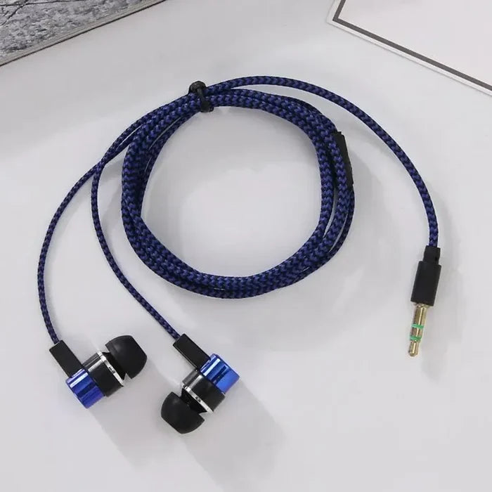 Blue 3.5mm In-Ear Wired Headphone 2 Basic Box Bass Stereo Earbuds by okdeals on a white background