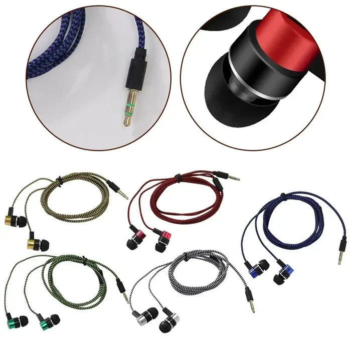 3.5mm In-Ear Wired Headphone 2 Basic Box Bass Stereo Earbuds in various colors with durable cables