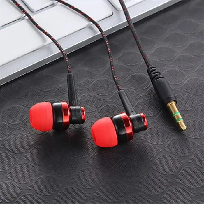 3.5mm Wired In-ear Stereo Bass Earphone Nylon Weave Cable with Active Noise-Cancellation