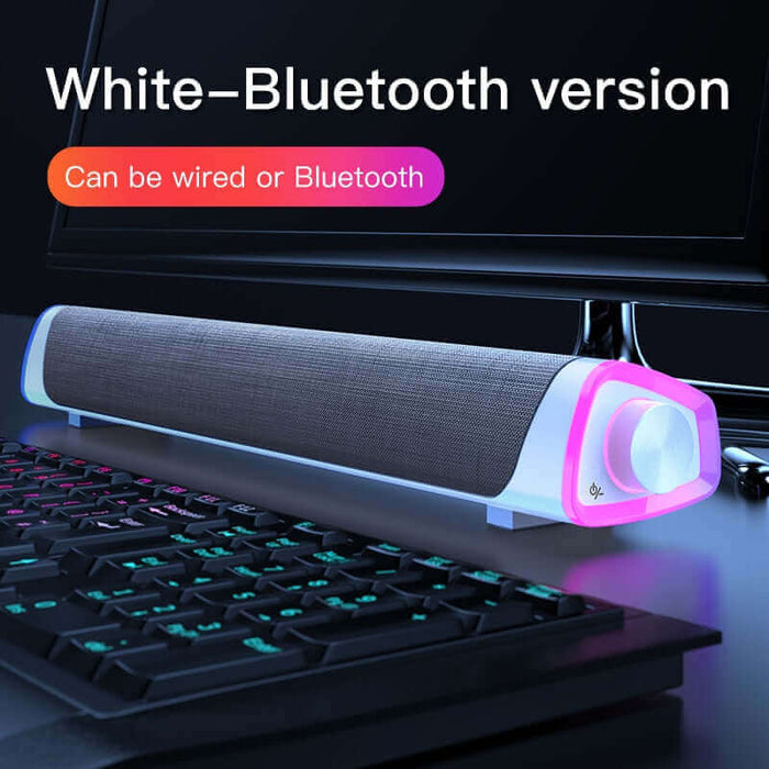 3D Surround Soundbar Bluetooth 5.0 Speaker Wired Computer Speakers Stereo Subwoofer Sound bar for Laptop PC Theater TV Aux 3.5mm - China - Bluetooth white