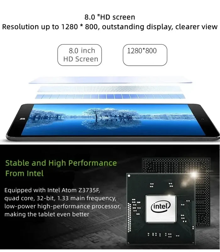 8 INCH AR1 Windows 10 Tablet 2GB RAM 32GB with HD screen and Intel processor