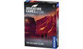 Rectangular game box featuring a volcanic mountain with glowing orange lava, an observatory, and small silhouettes.