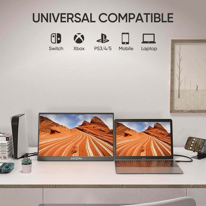 Arzopa 15.6 Ultra Slim Portable Monitor Display with Dual Speakers
