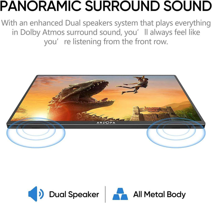 Arzopa 15.6 Ultra Slim Portable Monitor Display with Dual Speakers