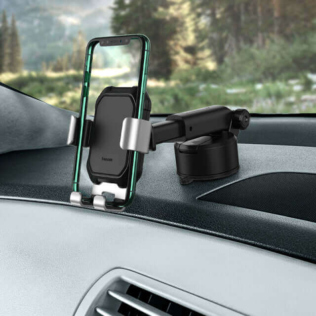 Baseus Gravity Car Phone Holder Suction Cup Adjustable Universal Holder Stand in Car GPS Mount For iPhone 12 Pro Max Xiaomi POCO - China - Silver