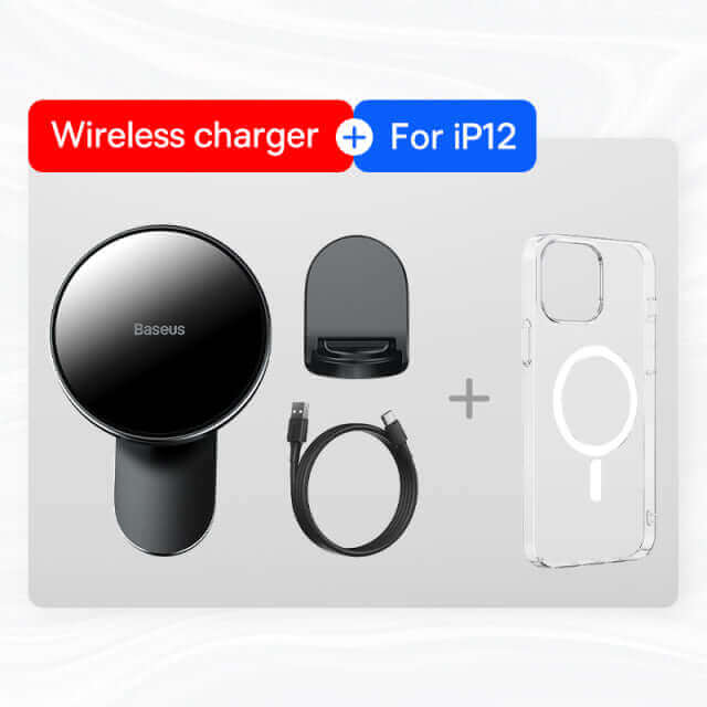 Baseus Magnetic Car Phone Holder Wireless Charger for iPhone 12 - China - with iP12