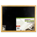 Rectangular 300x400mm blackboard with a natural wooden frame and a small bag containing hanging hardware.