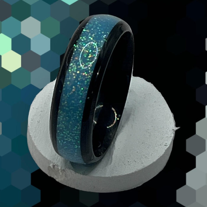 Blue Cotton Candy Stainless Steel Ring Comes in Black/Silver