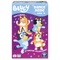 Bluey characters dance on a purple and blue game box with musical notes and stars. Orchard Toys brand.