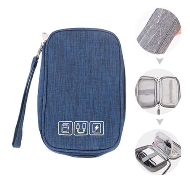 Cable Gadget Organizer Storage Bag - Navy - China