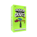 Bright lime green box for Cards VS Gravity Pro featuring cards balancing on a black bottle with a smiley face.