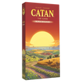 Red box for Catan 5-6 Player Expansion featuring a large sun over rolling green hills and golden wheat fields.