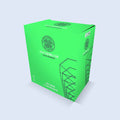 Bright green box for a Celtic FC 3D mini-stadium toy featuring the team logo and a wireframe stadium graphic.