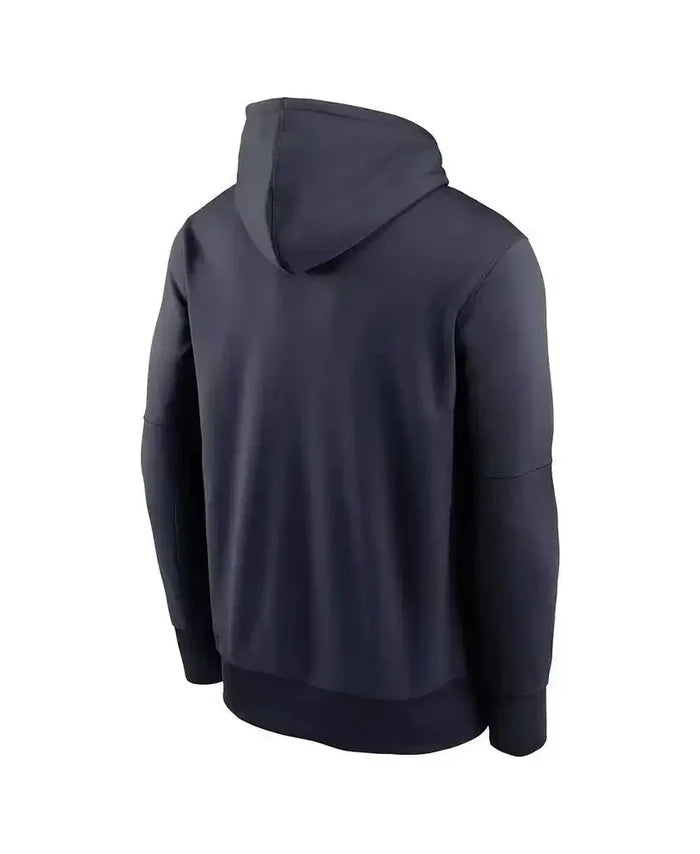 Back view of men’s Chicago Bears Performance Pullover Hoodie by Nike, made from polyester, US origin.