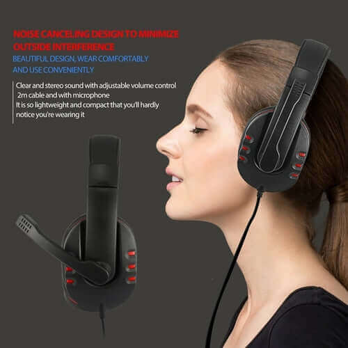Comfortable USB Wired Stereo Micphone Headphone - black