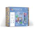 Blue product box with a pastel magnetic tile ball run illustration featuring clear tubes and colorful balls.