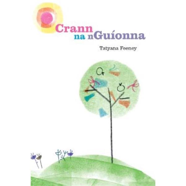 Watercolor book cover featuring a slender tree with colorful ribbons on a green hill beneath a bright sun.