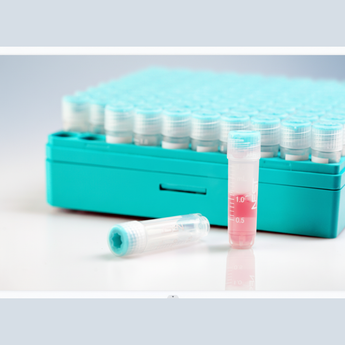 Cryogenic Vials - External Thread Racked Box Closeup