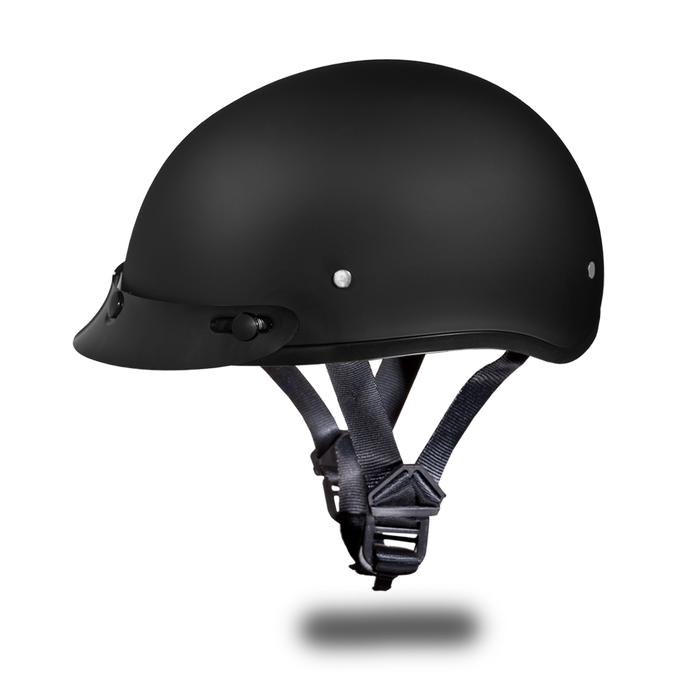 Daytona Skull Cap - Dull Black - With Visor