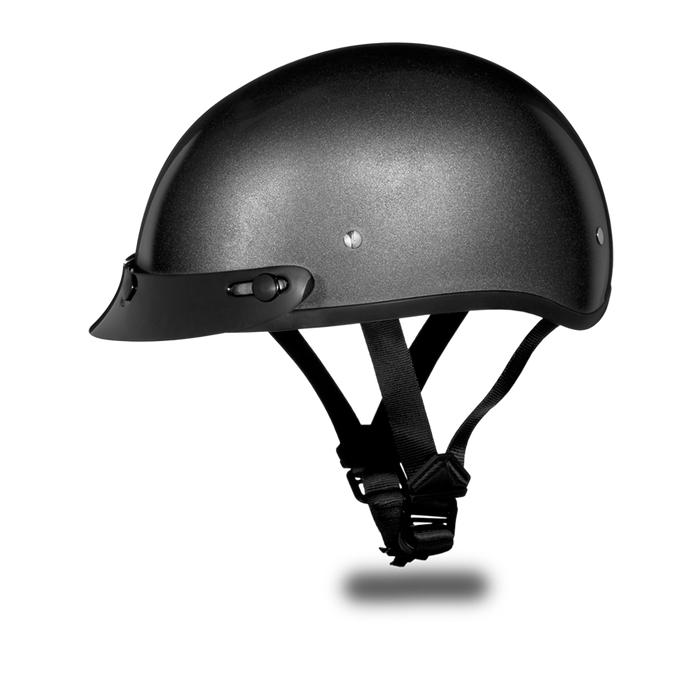 Daytona Skull Cap - Gun Metal Grey Metallic - With Visor