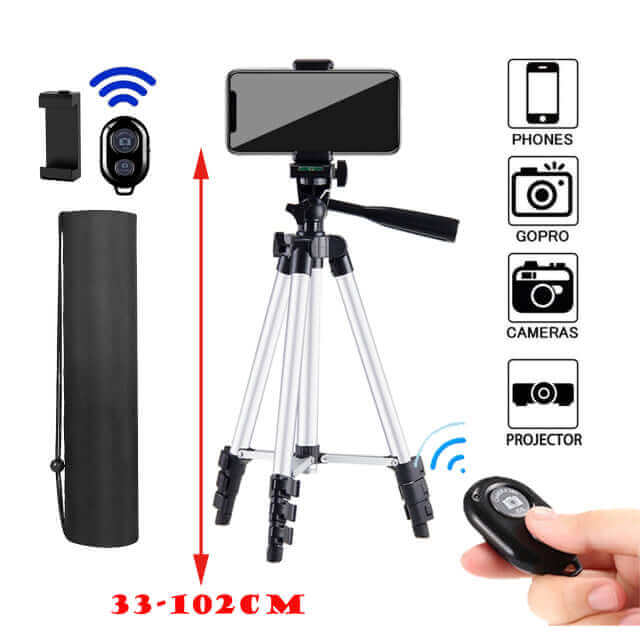 DSLR Flexible Tripod Extendable Travel Lightweight Stand Remote Control for Mobile Cell Phone - China - 102CM silvery