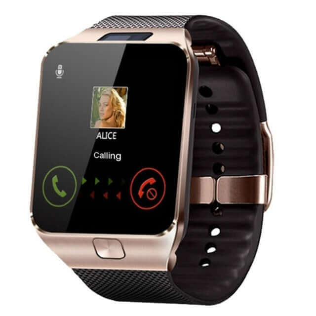 DZ09 Digital Electron Smart Watch for Men/Women with Camera Bluetooth Compatible Wrist Support SIM Card Smartwatch Android Ios - black rose gold