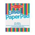 Melissa & Doug Easel Paper Pad with rainbow stripes, blue text, and 50 sheets of 17x20 inch white paper.