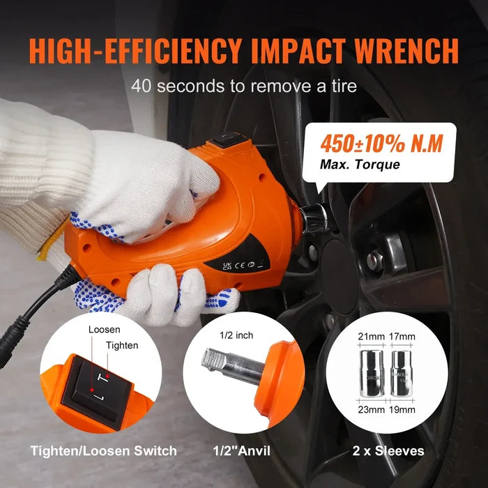 High-efficiency impact wrench included with Electric Car Jack 5 Ton Jack with Electric Wrench Portable Car Lift