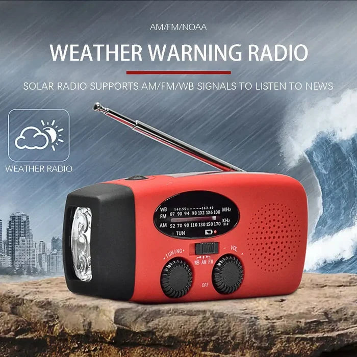 Emergency Radio with LED Lights Solar Charging Light, portable weather warning radio with AM/FM/NOAA support by WDSZKMYF.