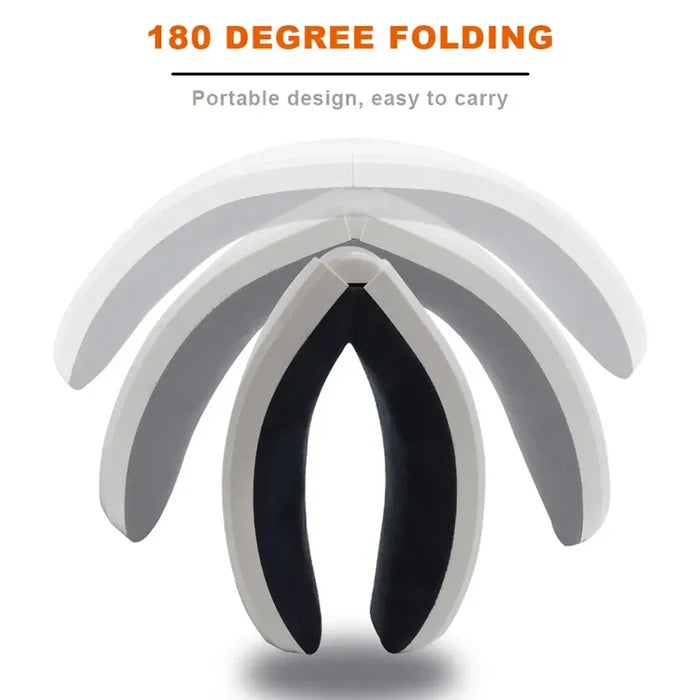 Eye Massager with Heat Smart Device with Music for Migraines featuring 180-degree folding design for portability