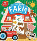 Cover of Felt Play and Learn Farm book showing a red barn, a tractor with a farmer, and various felt farm animal pieces.