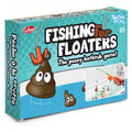 Teal game box showing cartoon poop characters with eyes being caught by an orange toy fishing hook.