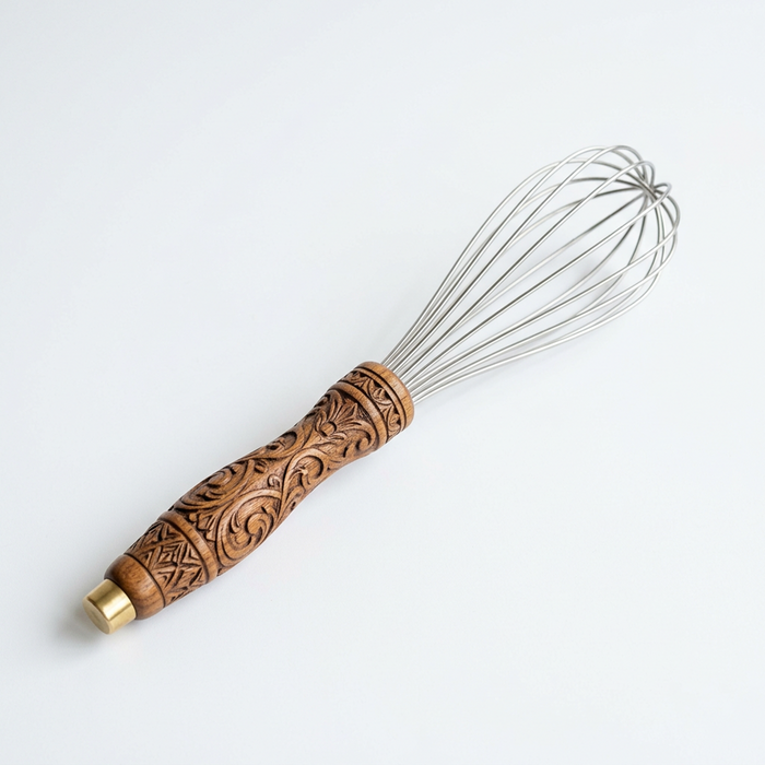 Floral Carved Wooden Handle Whisk