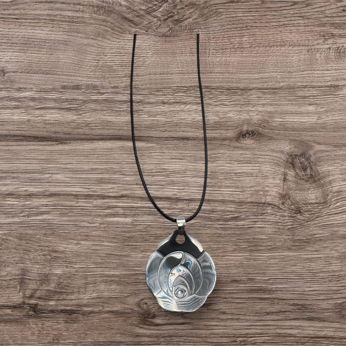 Flower Stamped Stainless Steel Pendant With 18" Adjustable Necklace