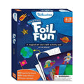 Blue box for Skillmatics Foil Fun Up in Space craft kit showing planets, astronauts, and colorful foil art supplies.