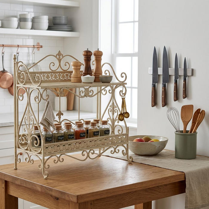 French Vintage Kitchen Storage Rack
