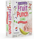 Fruit Punch game box featuring cards with colorful fruit and hands hitting a squeaky yellow banana toy.
