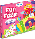 Skillmatics Fun with Foam kit in a pink box featuring a princess, unicorn, and bright foam sticker sheets for kids.