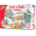 Box for Galt Dot & Dab Designs with 7 spotted ink markers, animal art sheets, and kids crafting mess-free art.