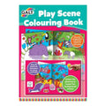 Teal and pink colouring book cover featuring jungle and underwater scenes with pop-out animal characters to color.