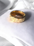 Gold Stainless Steel Ring With With Gold Lines