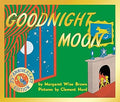 Goodnight Moon 75th Anniversary Edition book cover with green walls, red curtains, a moonlit window, and a fireplace.