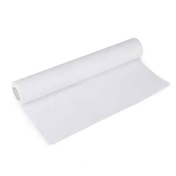 A single roll of white art paper, partially unrolled, showing its cylindrical shape and solid white color.