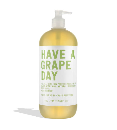 "HAVE A GRAPE DAY" - 100% PURE GRAPESEED MASSAGE OIL - 1 LITRE WITH PUMP